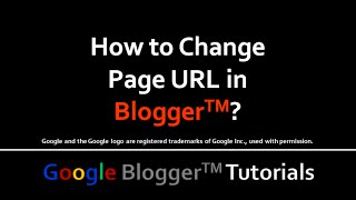 How to Change Page URL in Blogger [upl. by Eycal326]