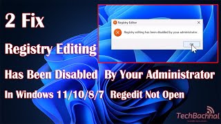 Fix Registry editing has been disabled by your administrator in Windows 11 10 8 7 Regedit not Open [upl. by Beret]