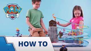 PAW Patrol  How To Play With Your Rubbles Mountain Rescue Track Set Roll Patrol Set [upl. by Aimej]