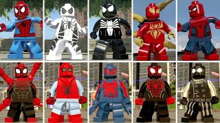 All SpiderMan Suits in LEGO Marvel Videogames [upl. by Jane537]