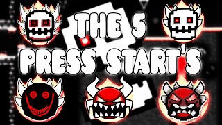 quotTHE 5 PRESS STARTSquot   GEOMETRY DASH BETTER AND RANDOM LEVELS [upl. by Ainesy]