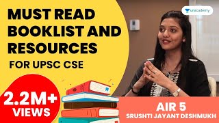 Must Read Booklist and Resources for UPSC CSE by AIR 5 Srushti Jayant Deshmukh [upl. by Josler]