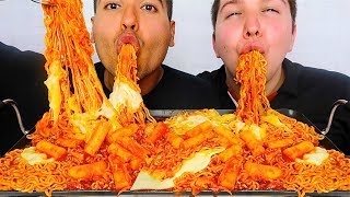 SPICY CHEESY RICE CAKES aka TTEOKBOKKI 떡볶이 먹방 • Mukbang amp Recipe [upl. by Llennahc]