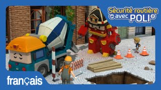 Robocar Poli  Sécurité routière  La sécurité aux abords dun chantier [upl. by Nnylarac]