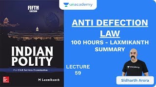 L59 Anti Defection Law  100 Hours  Laxmikanth Summary  UPSC CSEIAS 2020  Sidharth Arora [upl. by Leiand]