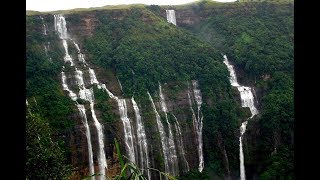 Seven Sister Falls Cherrapunji Nohsngithiang FallsHighest Waterfalls of India [upl. by Einneg]