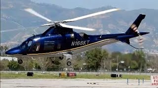 Agusta A109 Executive Helicopter Engine Start WarmUp amp Departing Van Nuys Airport N168KT [upl. by Laughry353]