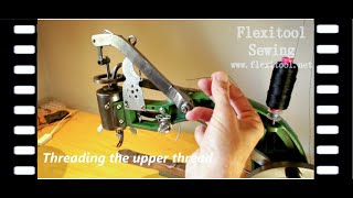 6 Threading the Top Thread  Chinese Manual Hand Crank Leather Patcher Sewing Machine HIRES [upl. by Matuag966]