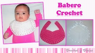 Babero para bebés con botón o cintas tejido a crochet ganchillo [upl. by Acisej]