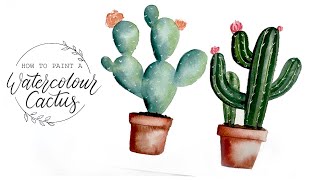 How To Paint A Watercolour Cactus [upl. by Korrie]