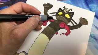 COMMENT DESSINER ET COLORIER LE POKEMON MIAOUSS VMAX GIGAMAX SPEED DRAWING ✍️ Feutres et Crayon [upl. by Attiuqahs]