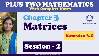 Plus Two Maths  Chapter 3  Matrices Exercise 31 SolutionMatrixMalayalamNCERTkite victers [upl. by Anul100]