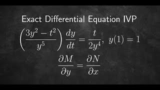 Exact Differential Equation IVP y3t2y5dydt  t2y4 [upl. by Ahsyek]