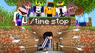 Minecraft Manhunt 1V3 But I Secretly Used TIME STOP Mod [upl. by Nnilsia]