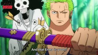 ZORO GETS ENMA  MOMONUSKE GETS AME NO HABAKIRI  ODENS LEGENDARY SWORDS  ONE PIECE CLIPS [upl. by Clyte855]