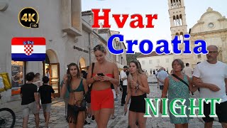 Hvar Croatia Night Walk  Another Ibiza in Europe 4K [upl. by Satsoc806]