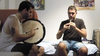 The London Lasses Reel on tin whistle and bodhrán [upl. by Ednew]