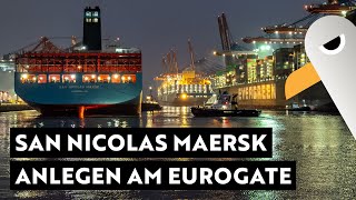 Containerschiff SAN NICOLAS MAERSK  Anlegen am Eurogate Waltershof ⚓️ Hamburg Hafen Live [upl. by Chery393]