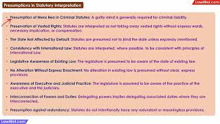 Presumptions in Statutory Interpretation External Aids to Interpretation of Statutes LLB [upl. by Neibaf]