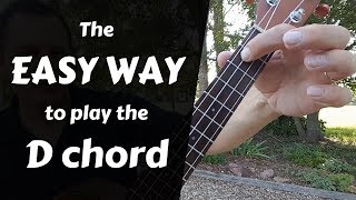 Easy way to play the D chord  Ukulele Beginners lesson tutorial [upl. by Aloke]