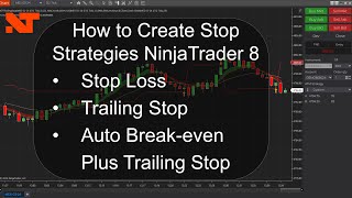 ATM Stop Strategies  Simple Stop  Auto Trail Stop  Auto Breakeven Plus Trail  NinjaTrader 8 [upl. by Pinkerton]