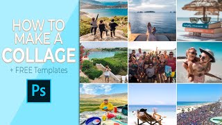 How To Make A Collage In Photoshop With FREE TEMPLATES [upl. by Nodnnarb]