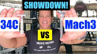 Mach3 Cartridge Vs 34C Safety Razor Showdown [upl. by Mackenie]