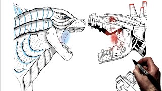 How To Draw Godzilla vs Mechagodzilla  Step By Step  Godzilla vs Kong [upl. by Ignacius]