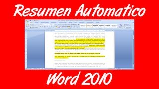 Como hacer un resumen automatico en un documento de word 2007 [upl. by Dallon]