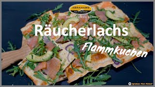 Flammkuchen mit Räucherlachs Avocado und Rucola [upl. by Nehcterg]