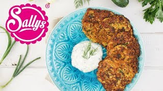 Zucchinipuffer mit ZitronenJoghurtdip  Mücver  Sallys Welt [upl. by Bozovich]