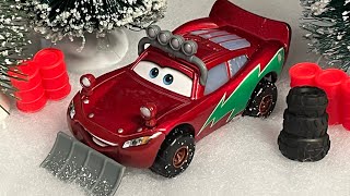 Mattel Disney Cars Wintertime Cruisers Snowplow Lightning McQueen DieCast Review [upl. by Abra289]