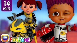 Learn Colours amp Shapes in Bike Race amp Surprise Eggs Bikes Toys  ChuChu TV Funzone 3D Motorsports [upl. by Jola]