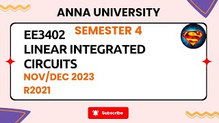 EE3402 Linear Integrated Circuits NovDec 2023 r2021 importantquestions annauniversity eee [upl. by Dann]