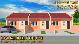 41 SQM  SMALL APARTMENT DESIGN  3 UNITS  2 BEDROOM per UNIT [upl. by Aihsrop]