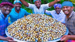 5000 TINY EGGS  5k Quail Eggs Cooking in Village  Spicy Recipe With Traditional Hand Ground Masala [upl. by Pryce]