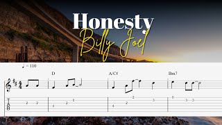 Honesty  Billy Joel  Fingerstyle Guitar Tutorial Tab [upl. by Ainaled143]