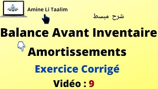 Balance Avant Inventaire  Amortissements Exercice Corrigé [upl. by Mairb]