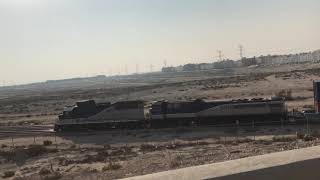 EMD SDL382 SRO 2035 amp EMD GT46ACE SRO 4305 Dammam to Riyadh with container in SA locomotive [upl. by Lrat989]