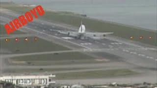 747 Hard Crosswind Landing In Hong Kong [upl. by Priebe]