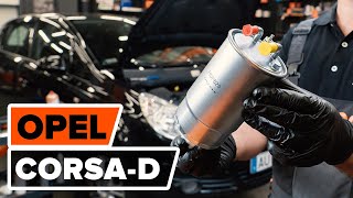 How to change fuel filter OPEL CORSA D TUTORIAL AUTODOC [upl. by Ellerol]