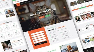 Complete Responsive Pet Care Website Design  HTML CSS  JS  100 Free  Free Website Code [upl. by Aekahs]