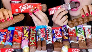 ASMR CHOCOLATE CANDY BARS Maltesers Cadbury Twix Lion Milka Bounty Ferrero KitKat Daim 먹방 [upl. by Johnnie]