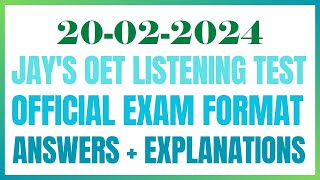 OET LISTENING TEST 20022024 oet oetexam oetnursing oetlisteningtest [upl. by Wiedmann885]