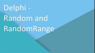 Delphi  Random vs RandomRange [upl. by Accebar]