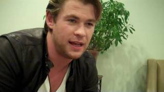 Chris Hemsworth talks quotThorquot at CinemaCon [upl. by Annauqaj]