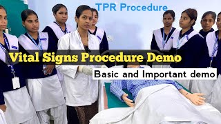 TPR Procedure Vital Signs demonstration Very Basic and Important Practical demo Nursing Exams [upl. by Hootman186]