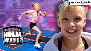 Payton Delu Tries CRAZY NEW NINJA WARRIOR COURSE Ninja Kidz TV  Universal Kids [upl. by Margette409]