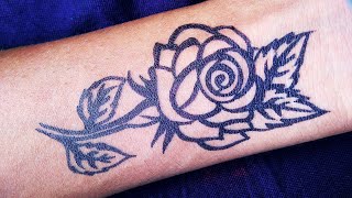 How to make Simple Rose flower Tattoo very easy [upl. by Ainezey]