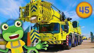 Gecko Meets A Real Crane  Geckos Real Vehicles  Construction Trucks For Children [upl. by Schumer]